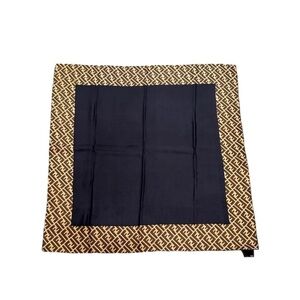 Fendi Black and Tan Logo Silk Scarf